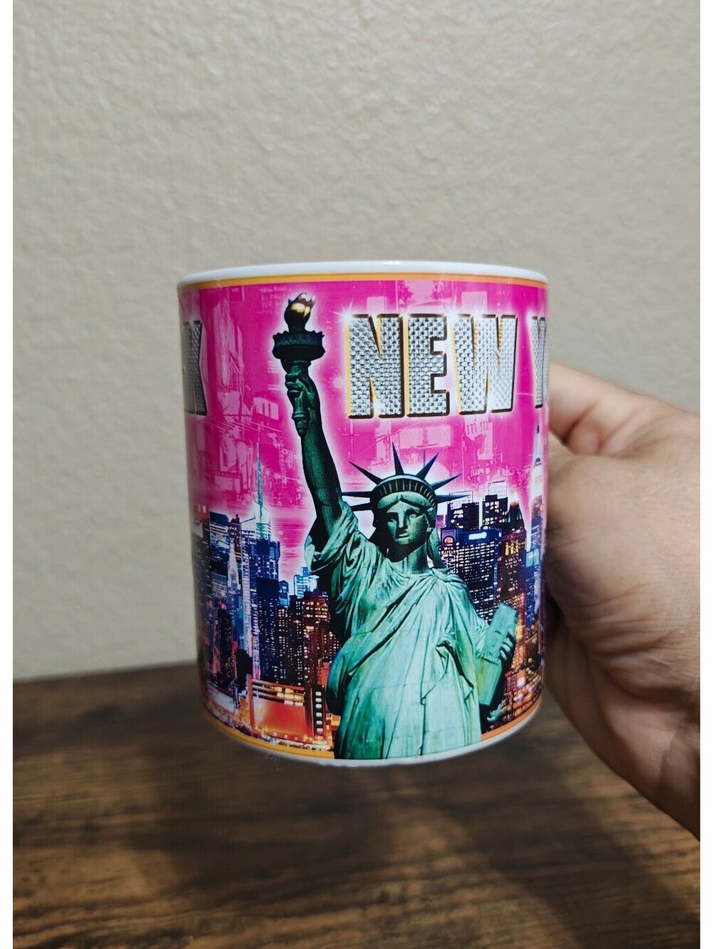 New York Themed Pink Ceramic Mug